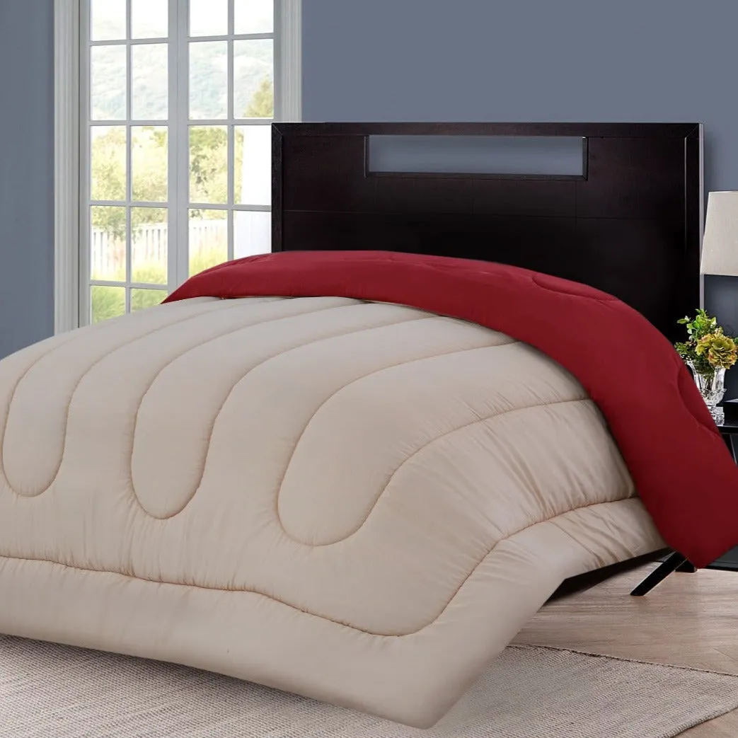 1 PC Double Winter Comforter-Beige Over Maroon