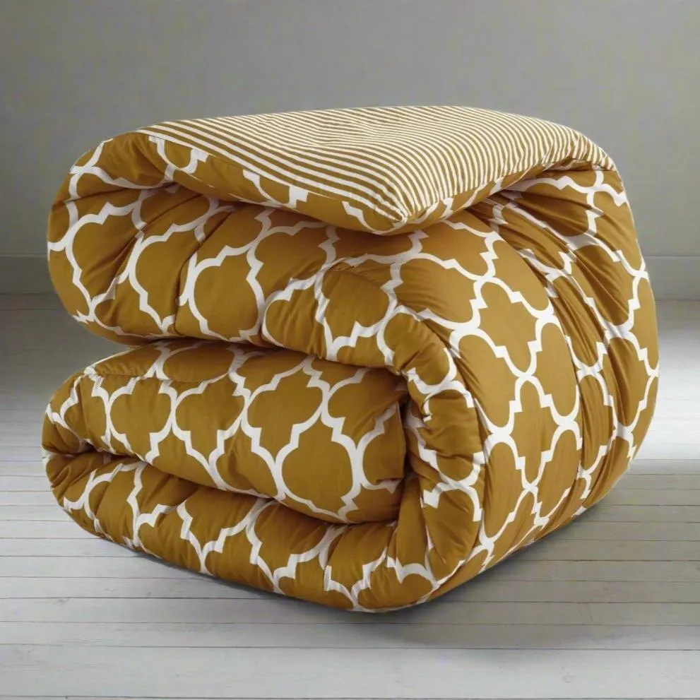 1 PC Double Winter Comforter-Mustard Geometric