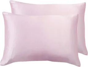 100% Mulberry Silk Pillowcases, Pink, 2 Pack - 16 Momme, Hypoallergenic