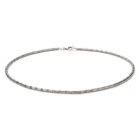 17.5" Round and Tubular Beaded Stainless Steel Necklace