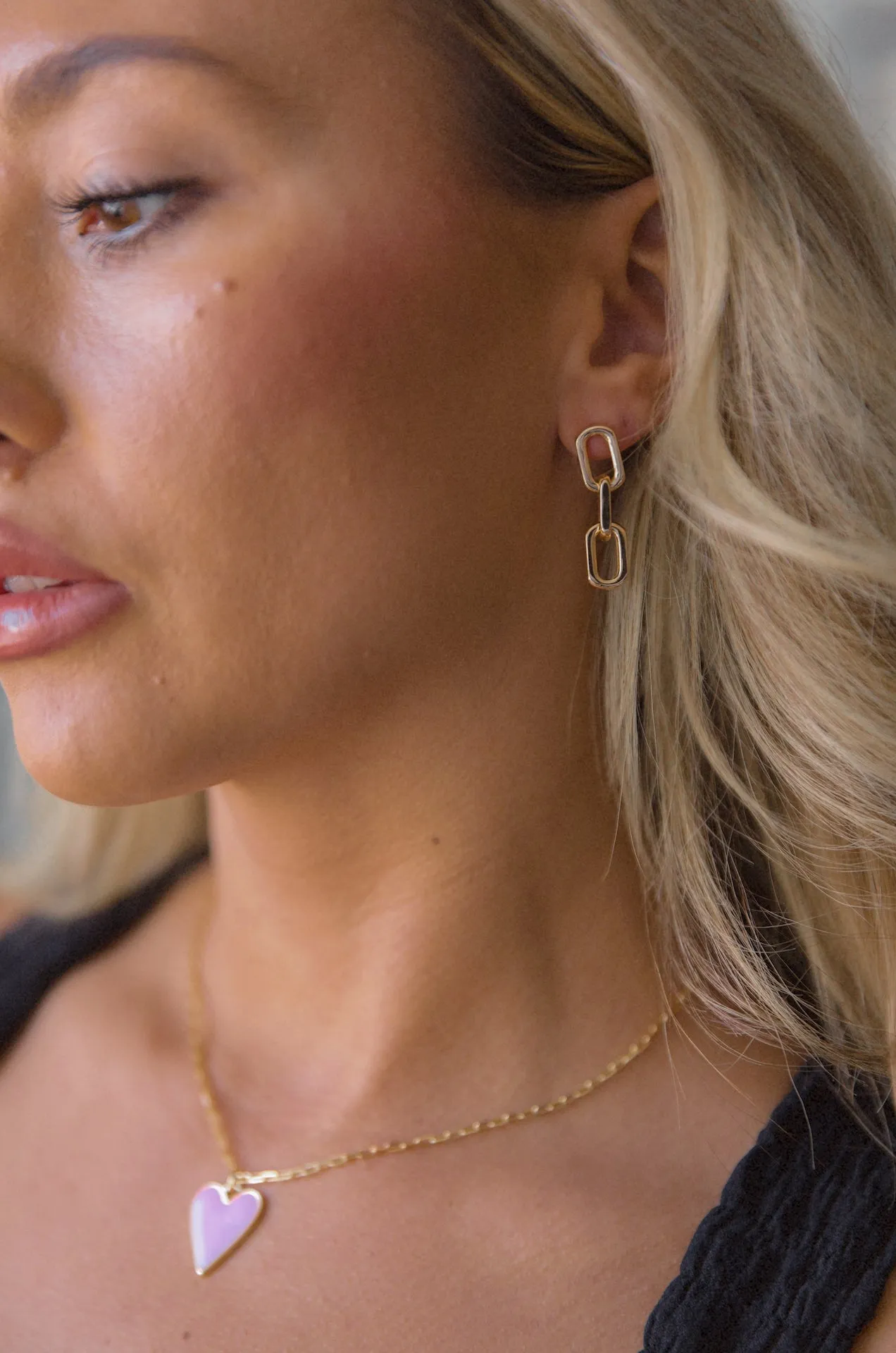 18k Gold Chain Link Earrings