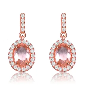 18K Rose Gold Overlay Champagne Cubic Zirconia Earrings