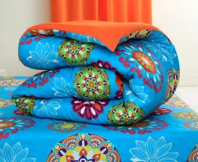 1PC Double Winter Comforter-15001Turquoise Flower