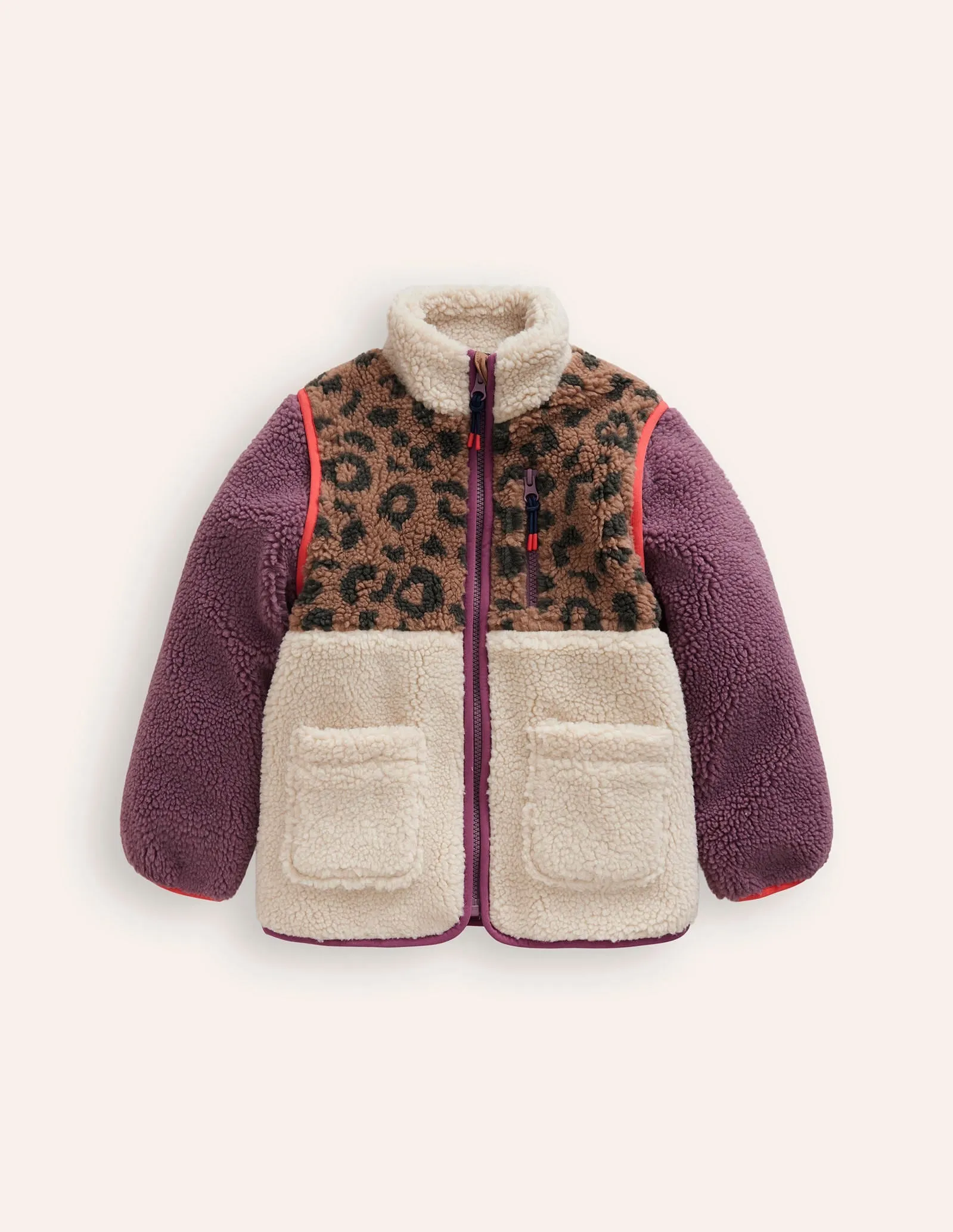 2-in-1 Borg Jacket-Leopard/ Aster Purple