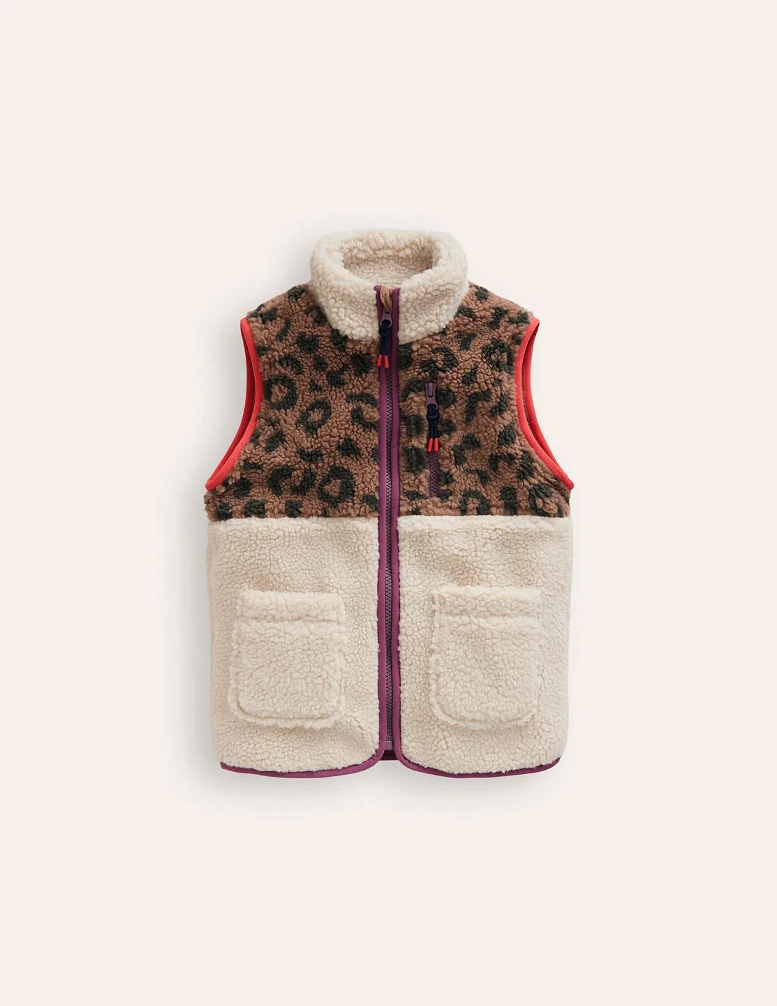 2-in-1 Borg Jacket-Leopard/ Aster Purple