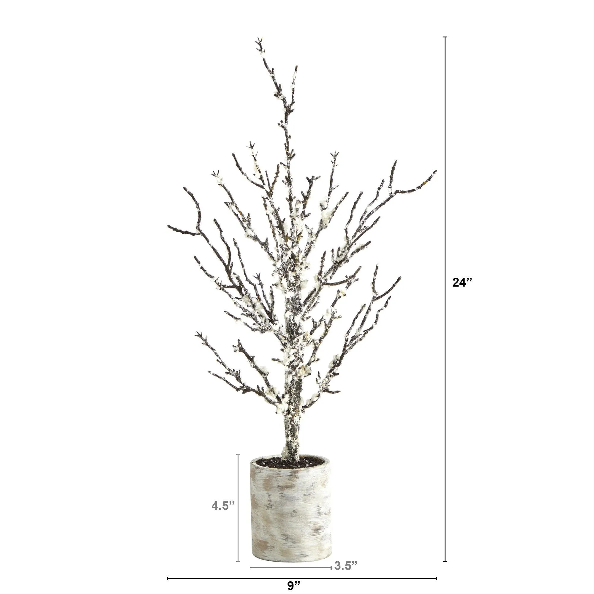 24” Snowed Twig Artificial Christmas Tree in Decorative Planter