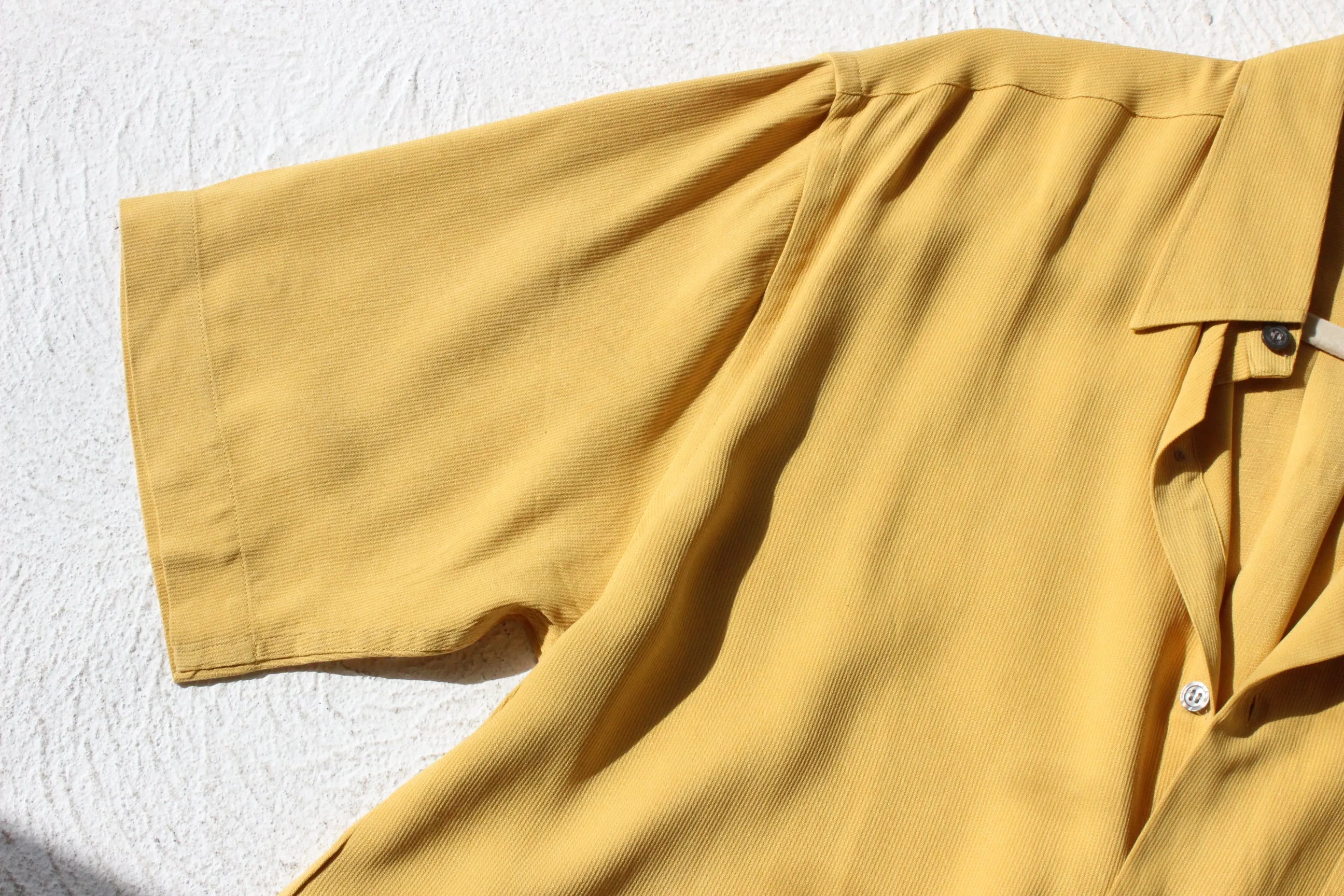 90s Textured Pure Silk Boxy Shirt in Sunshine