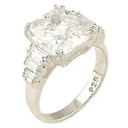 925 Sterling Silver Ring with AAA Grade CZ in Clear for Women Style 827