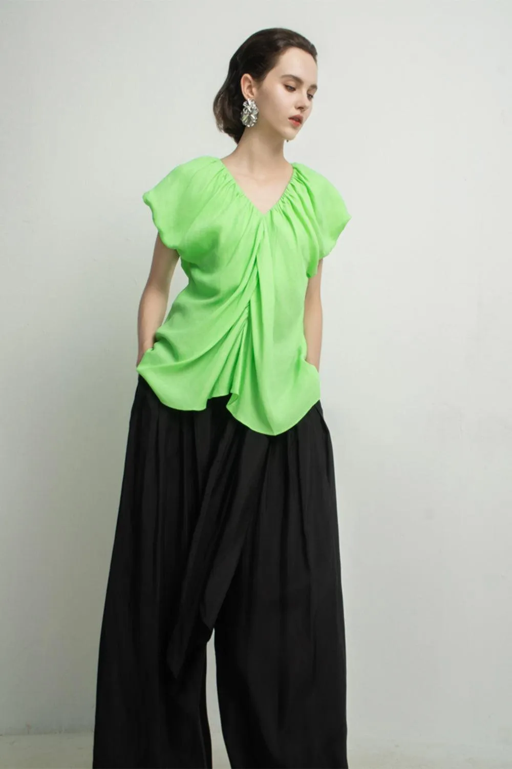 Aarna Straight Wide Leg Silk Floor Length Pants