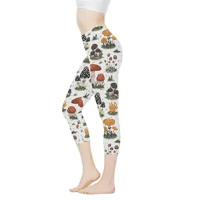 AFPANQZ Mushroom Leggings for Womens Girls High Waist Leggings for Women Athletic Pants Tummy Control Butt Lift Tight Yoga Pants Women's Outdoor Athletic Leggings Capri L