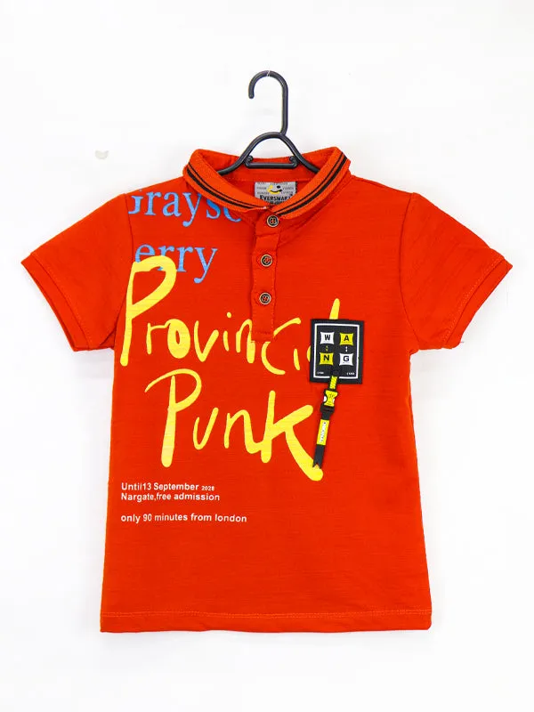 AJ Boys Polo T-Shirt 2.5 Yrs - 8 Yrs 01 Dark Orange