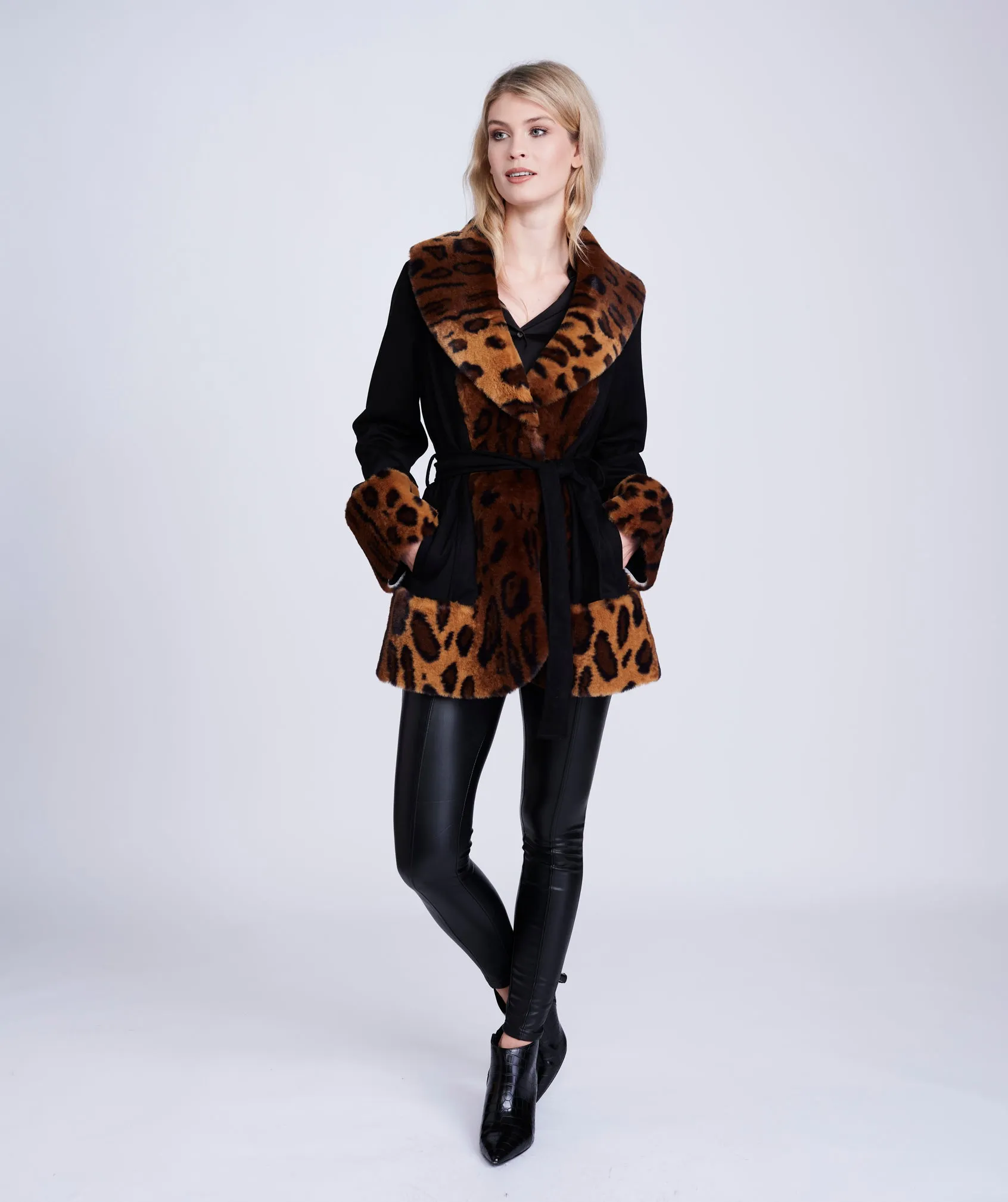 Ariella Coat - Black/leopard