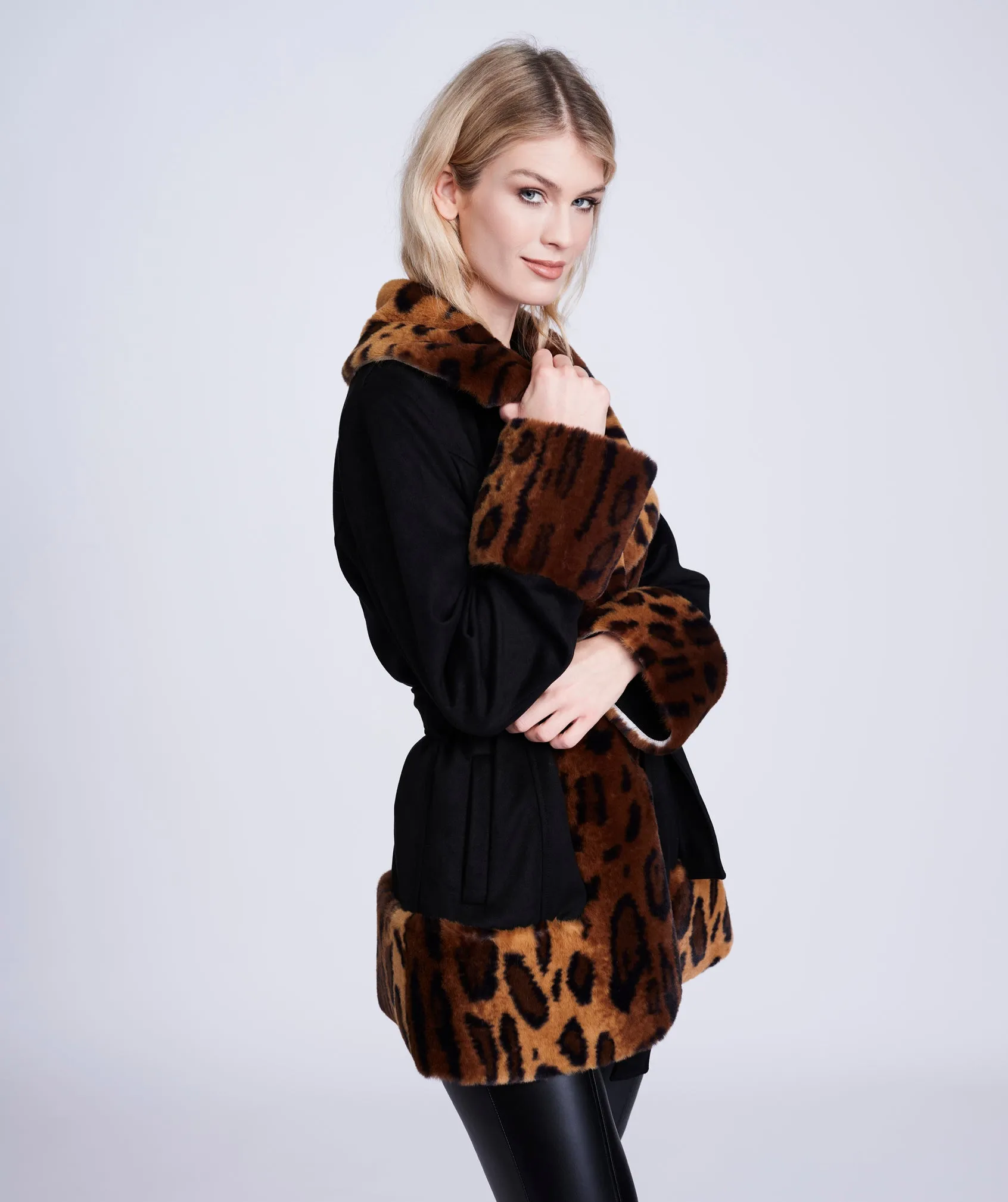 Ariella Coat - Black/leopard