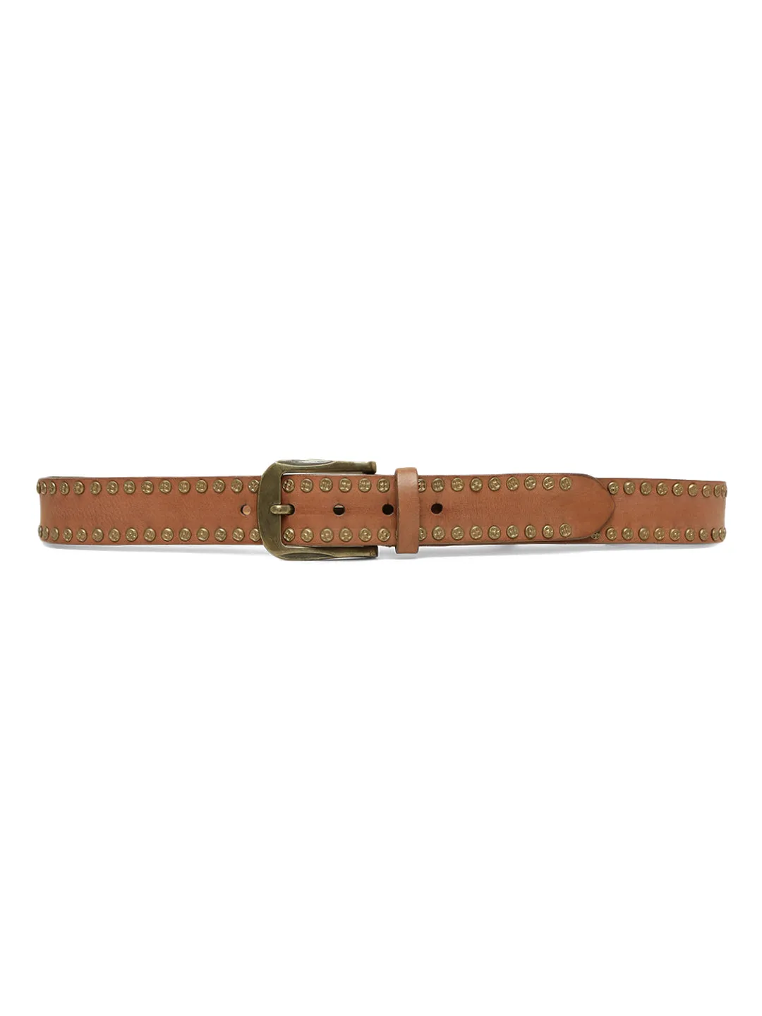 Art N Vintage Premium Cognac Genuine Leather Studded Men's Belt - Stylish & Durable