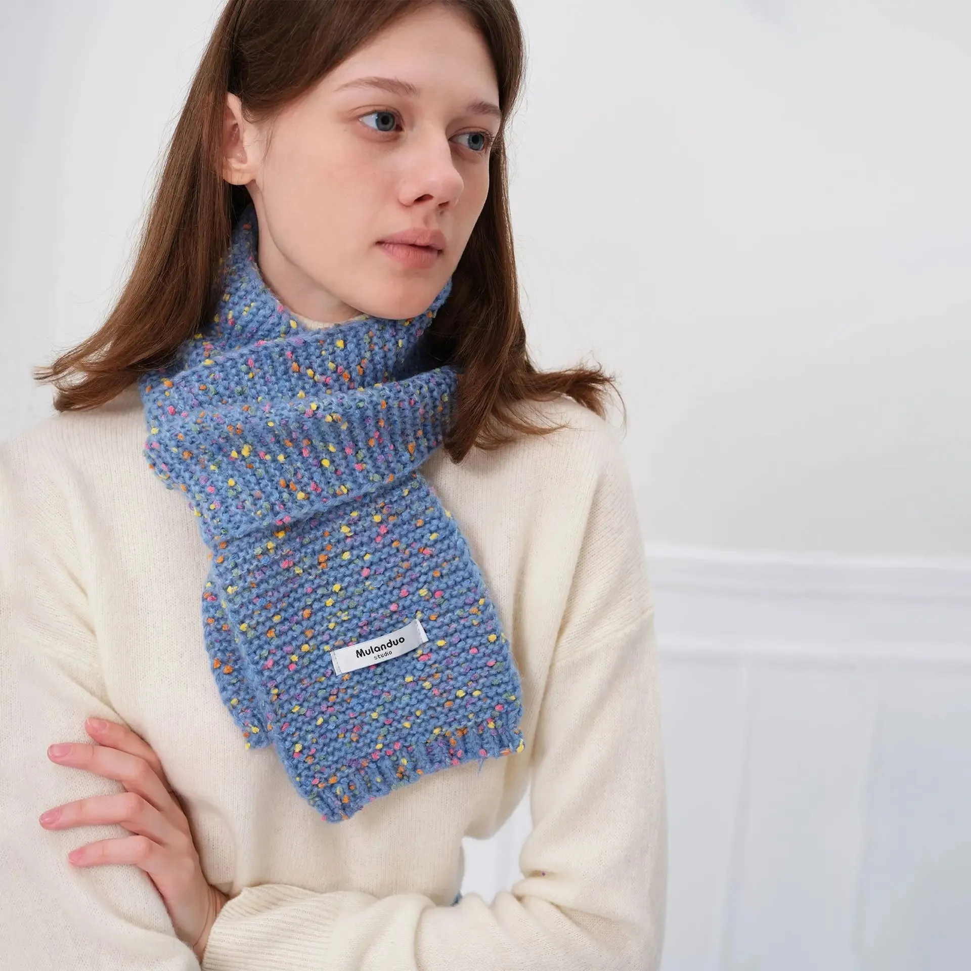 Autumn Winter New Warm Multi-Color Dot Acrylic Cashmere Small Scarf