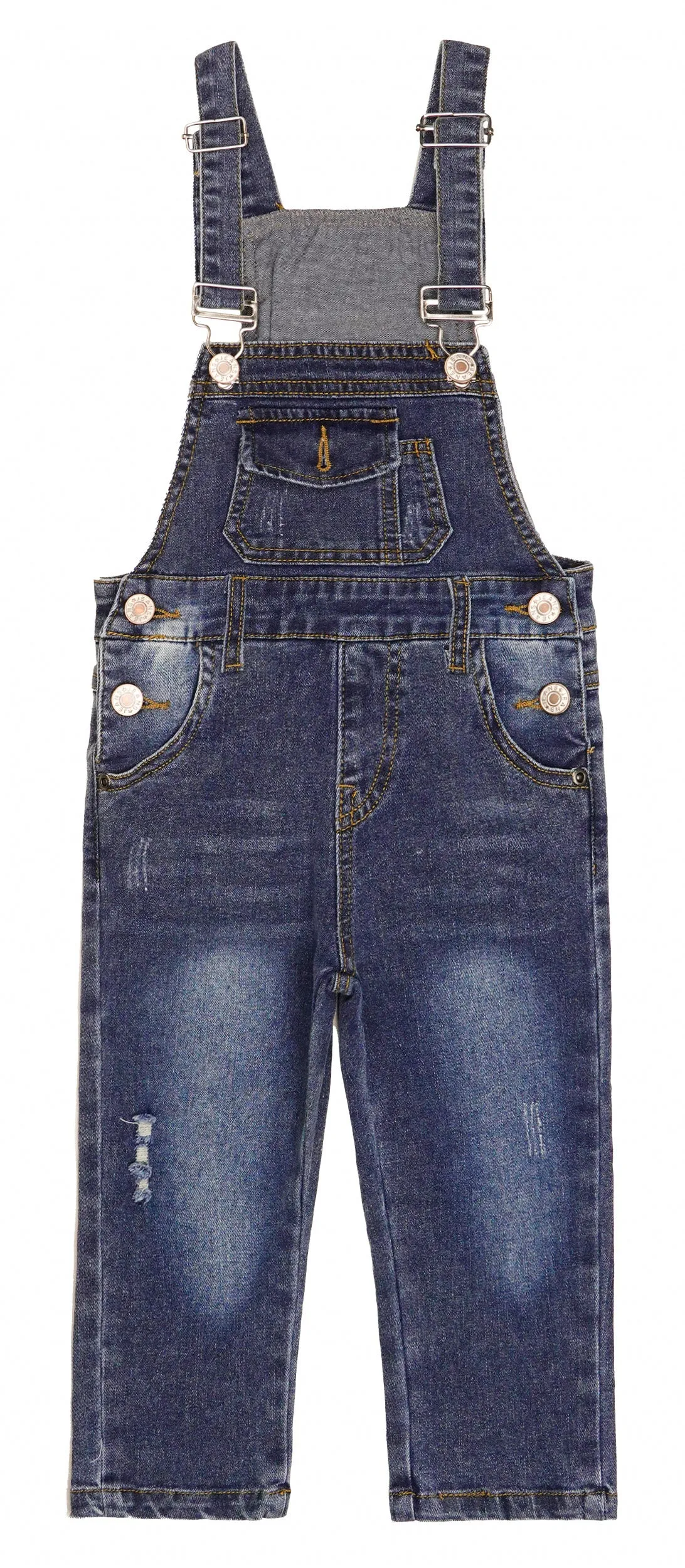 Baby Little Boys Soft Ripped Bib Pocket Fashion Denim Fit Jeans Overalls