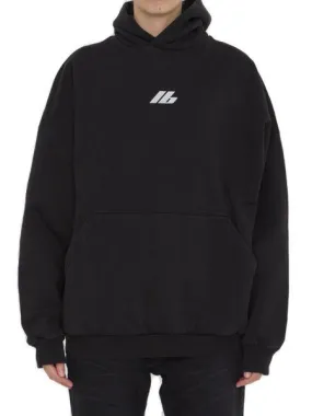 BALENCIAGA Oversized Faded Black Cotton Hoodie