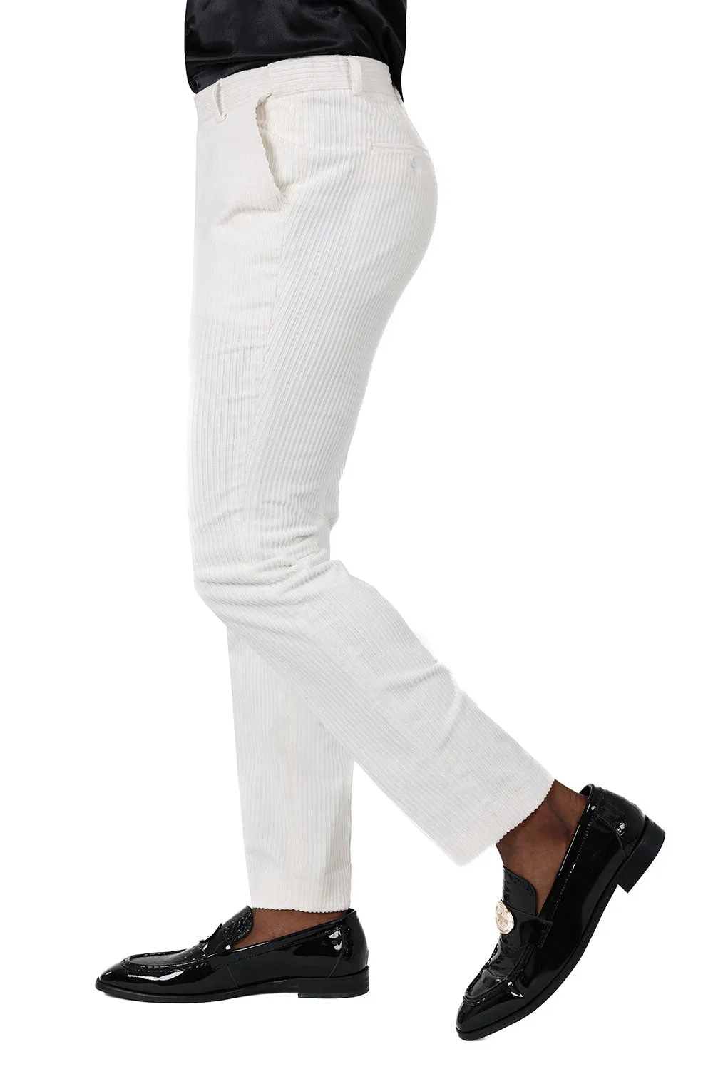 Barabas Mauripol 2CPV1 Corduroy Slim Fit Pants White