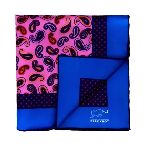 Barnstead Paisley Silk Pocket Square, Pink / Blue / Orange