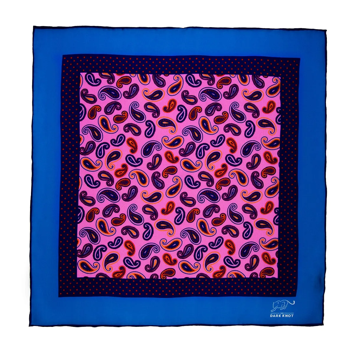 Barnstead Paisley Silk Pocket Square, Pink / Blue / Orange