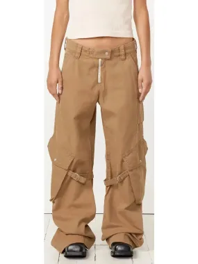 Belted Natural Cotton Cargo Pants