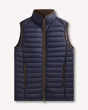 Bernard Weatherill Contrast Trim Quilted Gilet Navy Blue