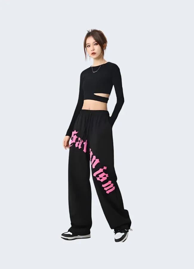 Black And Pink Cargo Pants