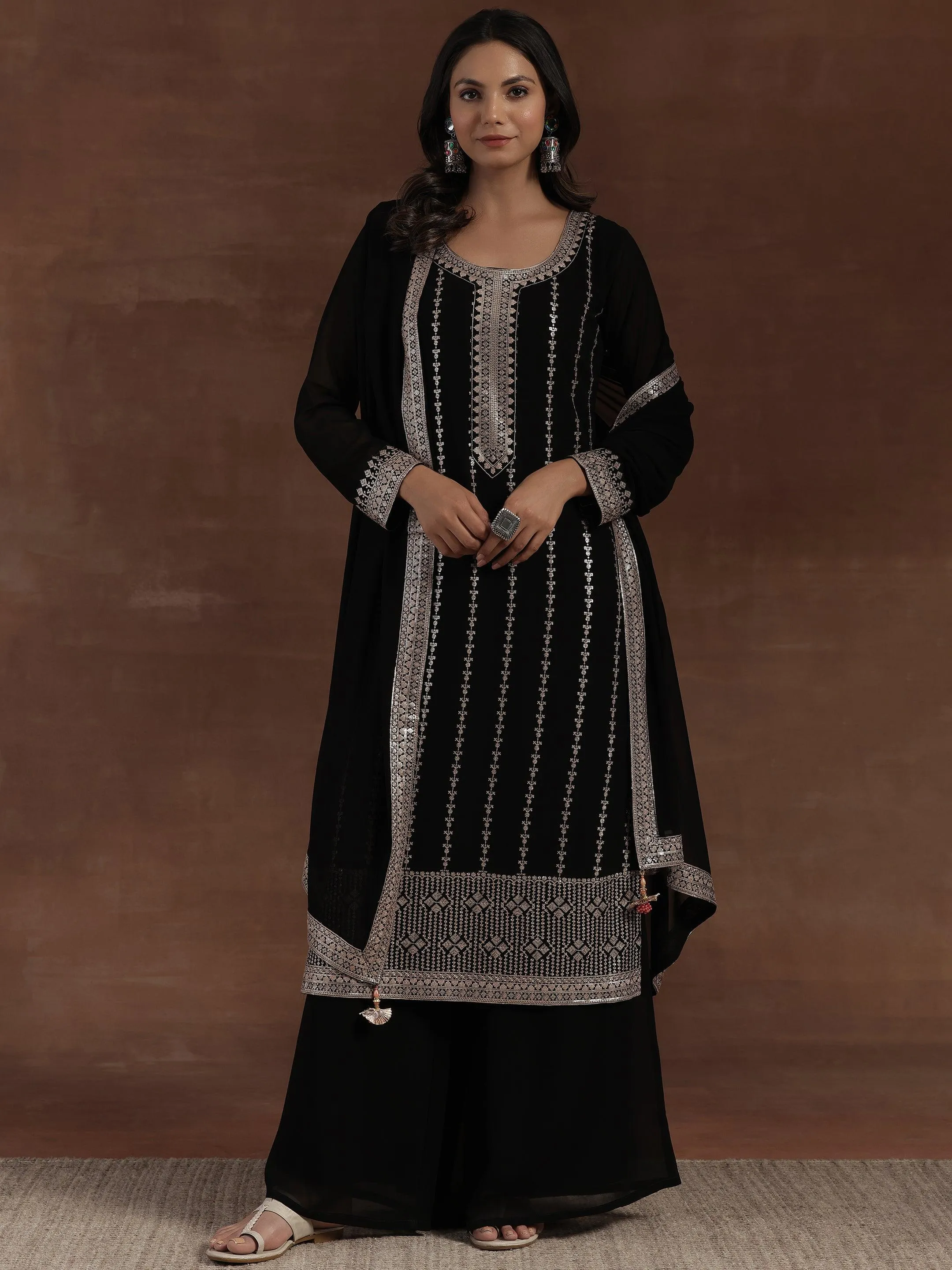 Black Embroidered Georgette Pakistani Suit