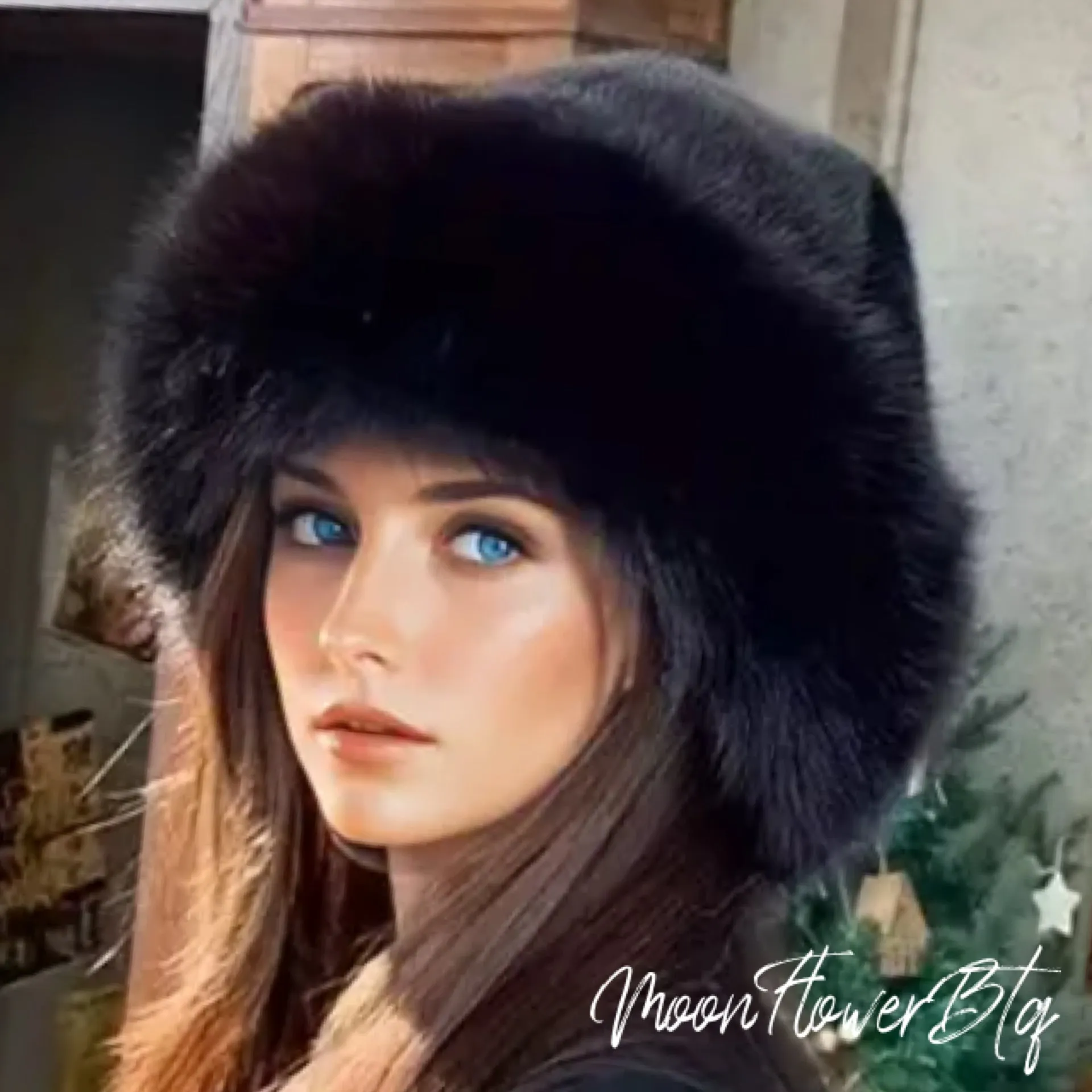 Black Faux Fur Winter Hat