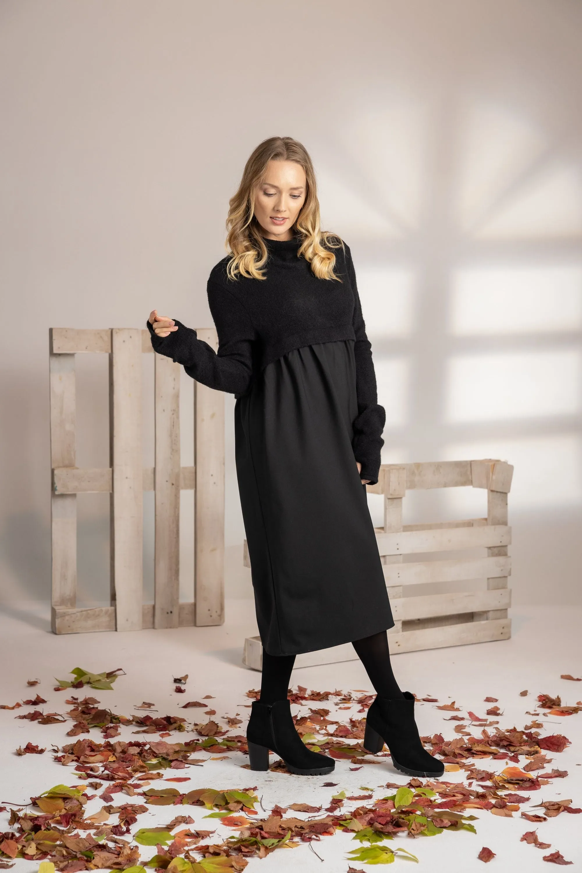 Black Wool Winter Dress