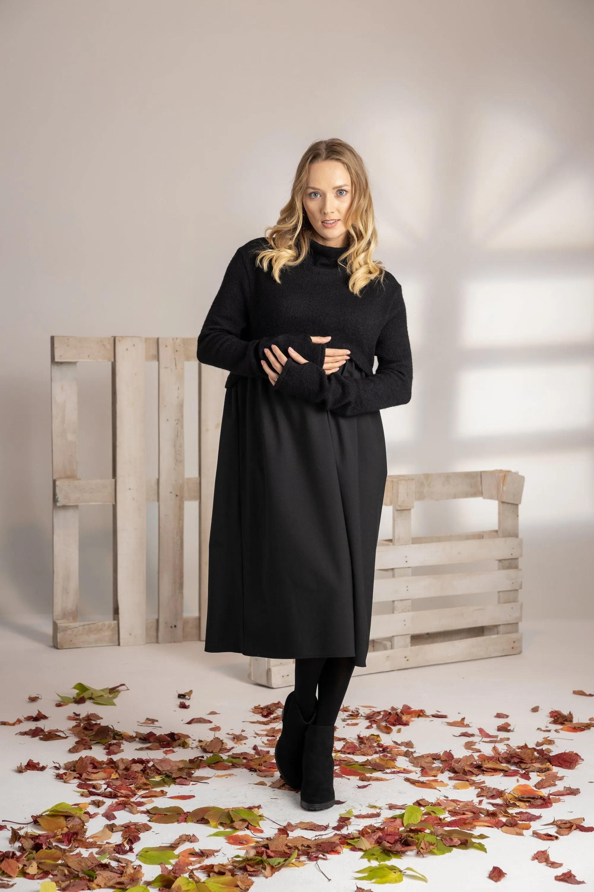 Black Wool Winter Dress