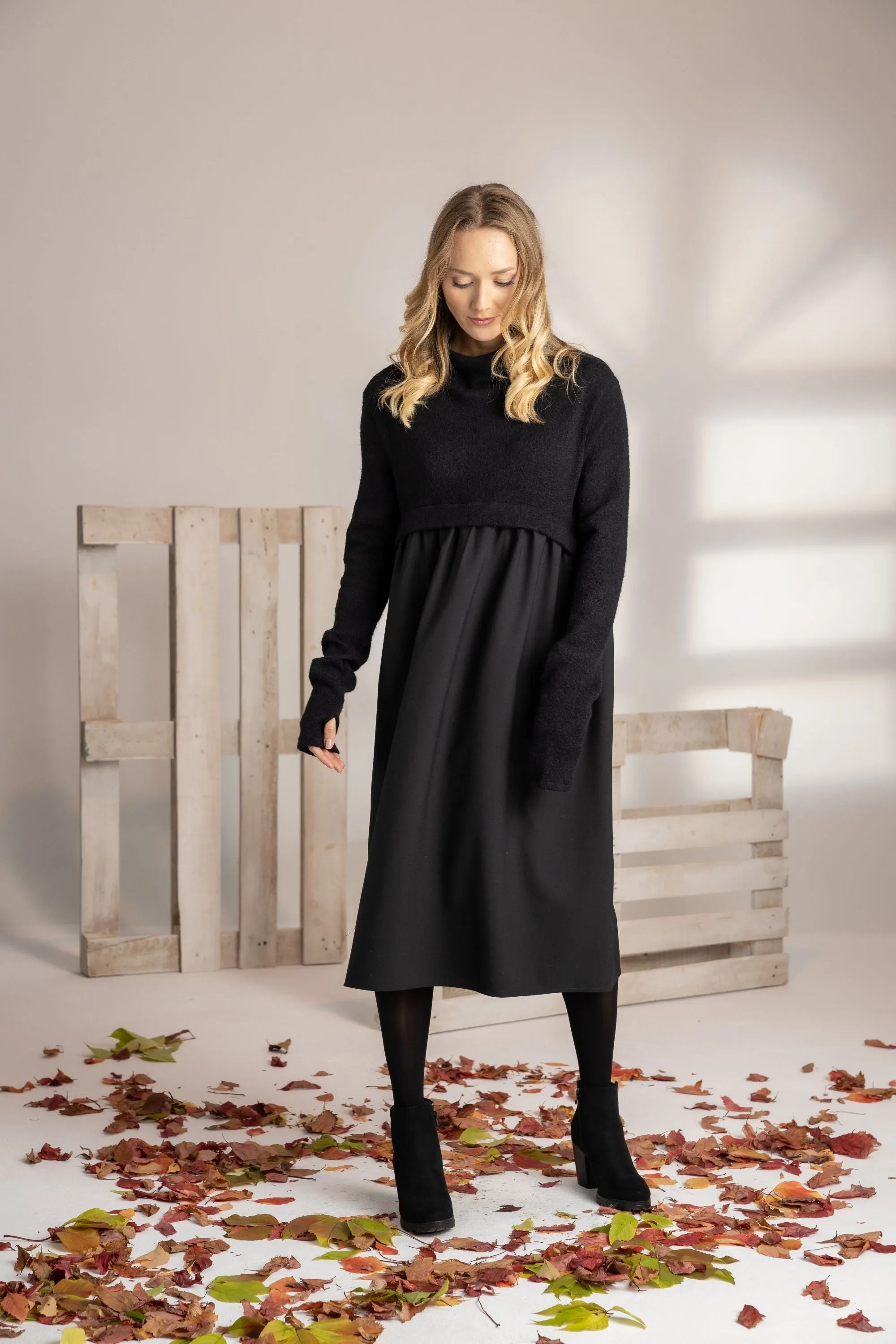 Black Wool Winter Dress