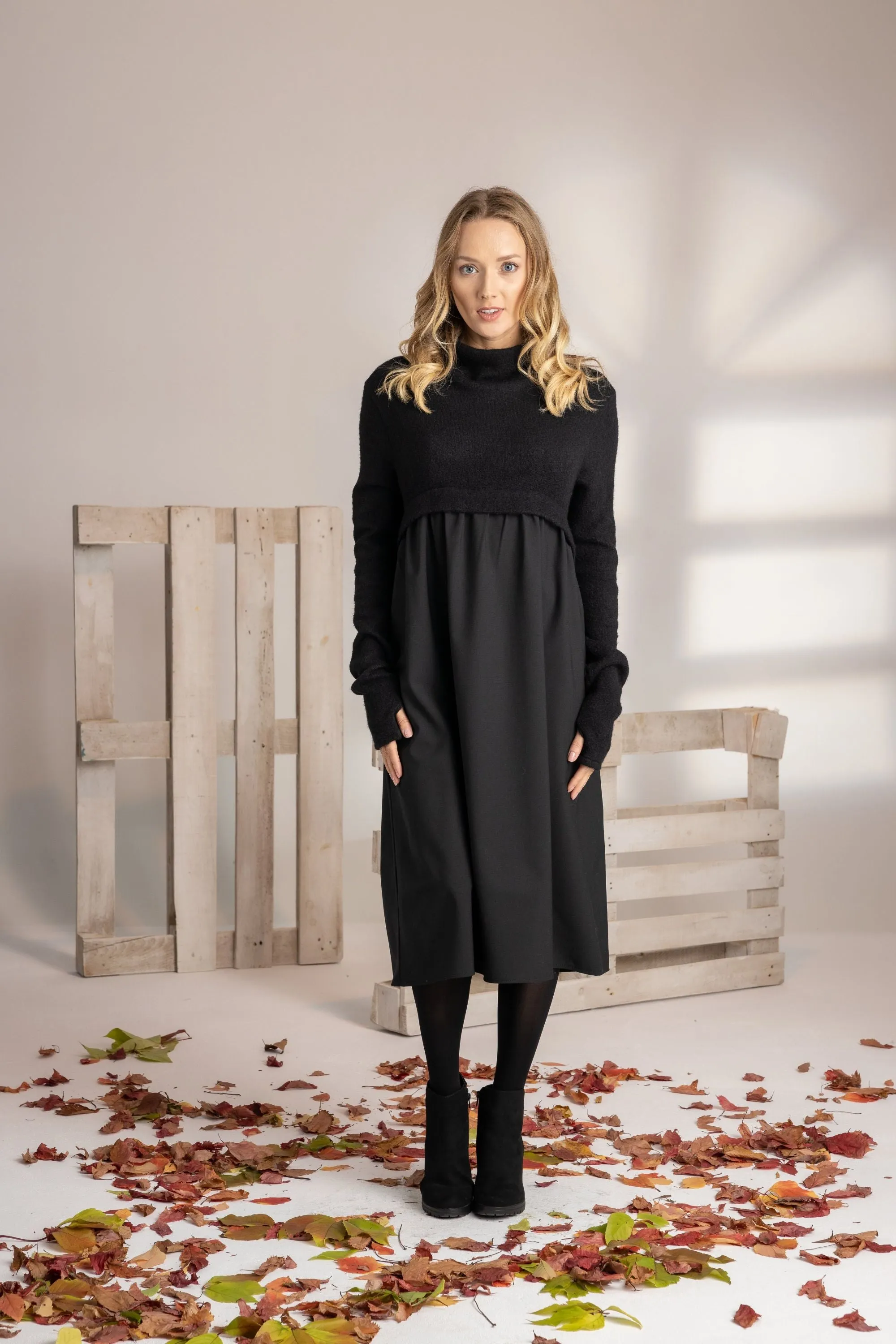 Black Wool Winter Dress