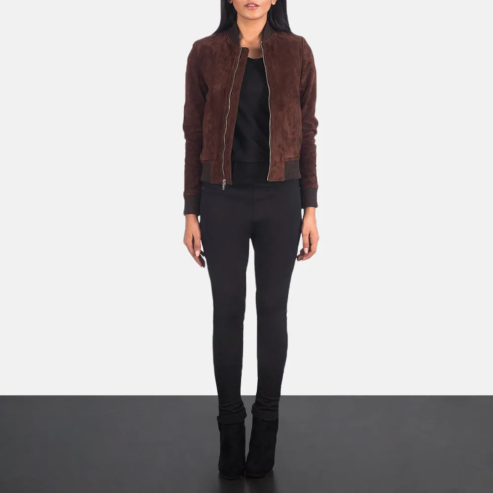 Blesso Brown Suede Women Leather Jacket