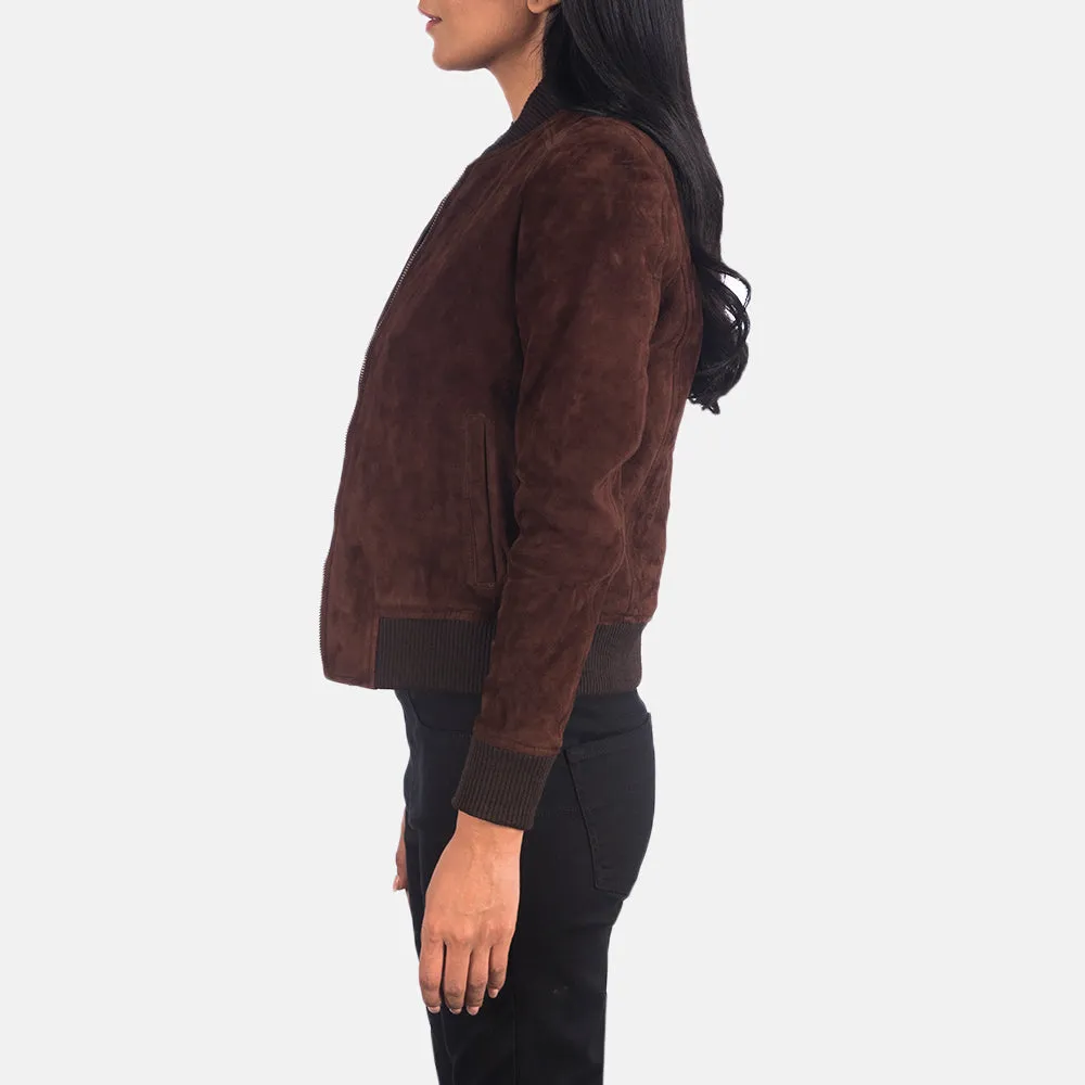 Blesso Brown Suede Women Leather Jacket