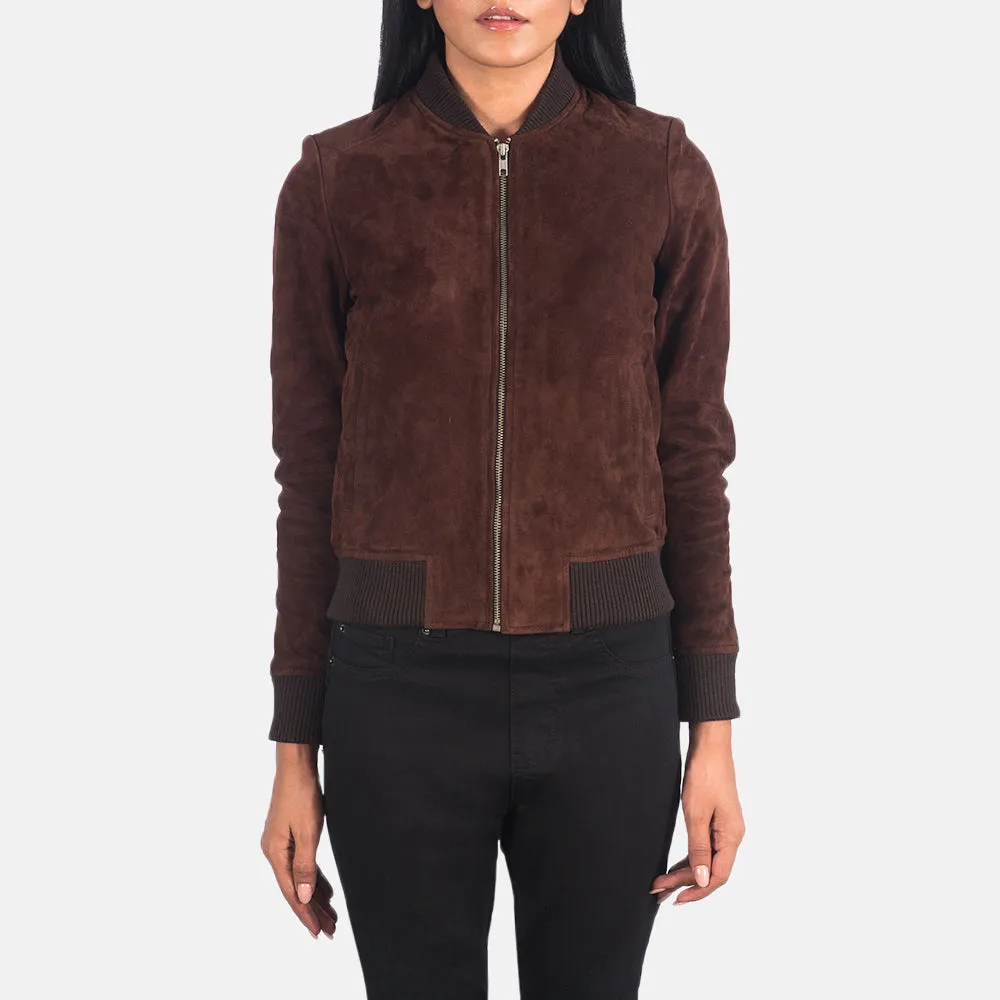 Blesso Brown Suede Women Leather Jacket