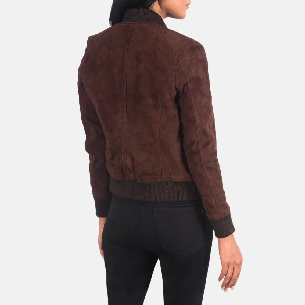 Blesso Brown Suede Women Leather Jacket