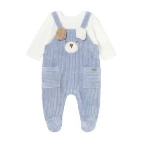 Blue Bear Applique Overall Babygrow