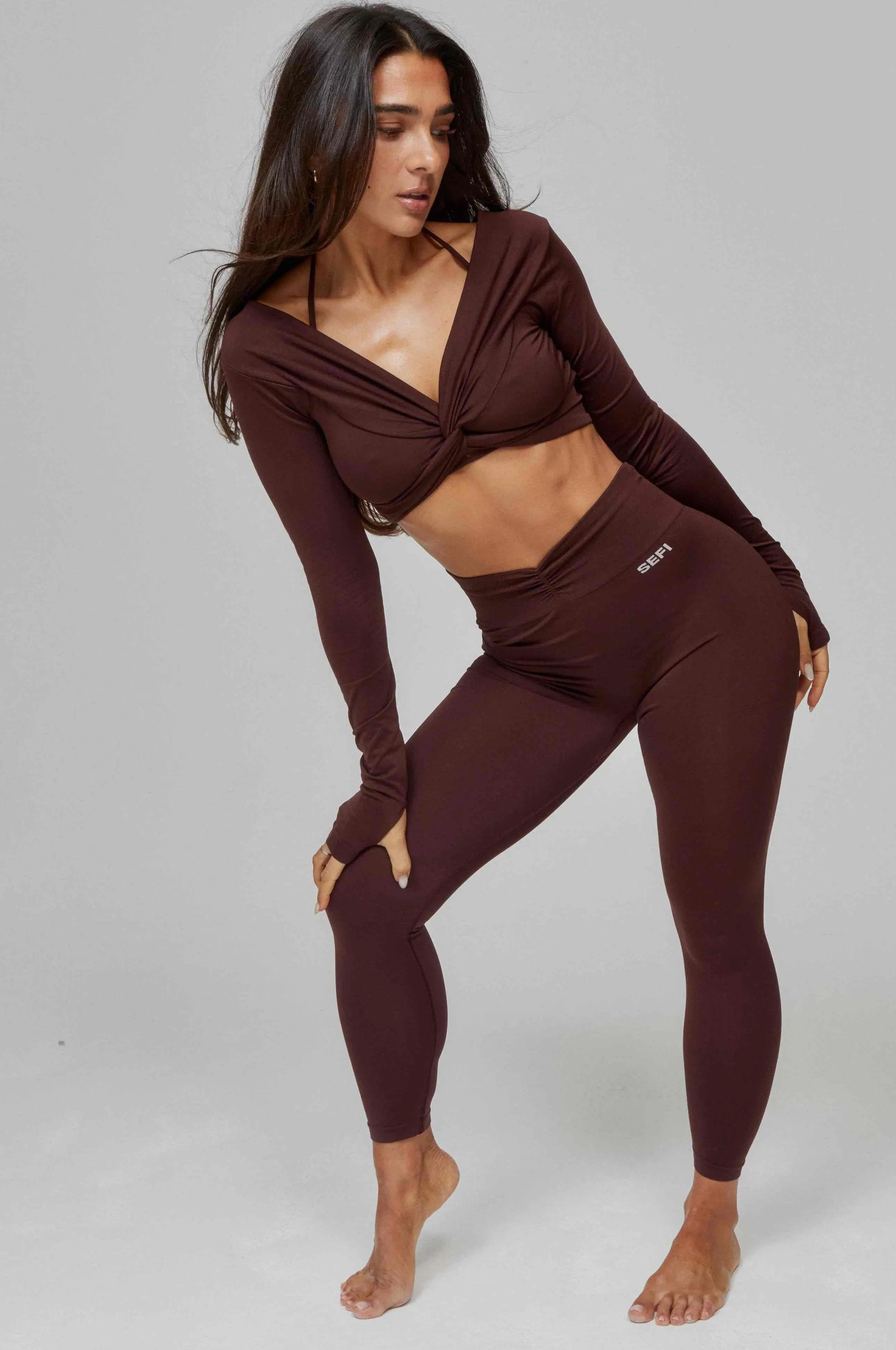 Butterluxe Ruched Waist 7/8 Leggings - Bitter Chocolate