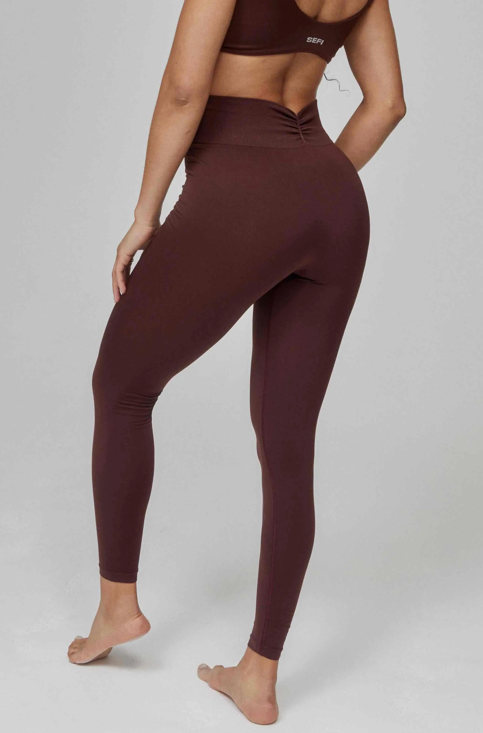 Butterluxe Ruched Waist 7/8 Leggings - Bitter Chocolate