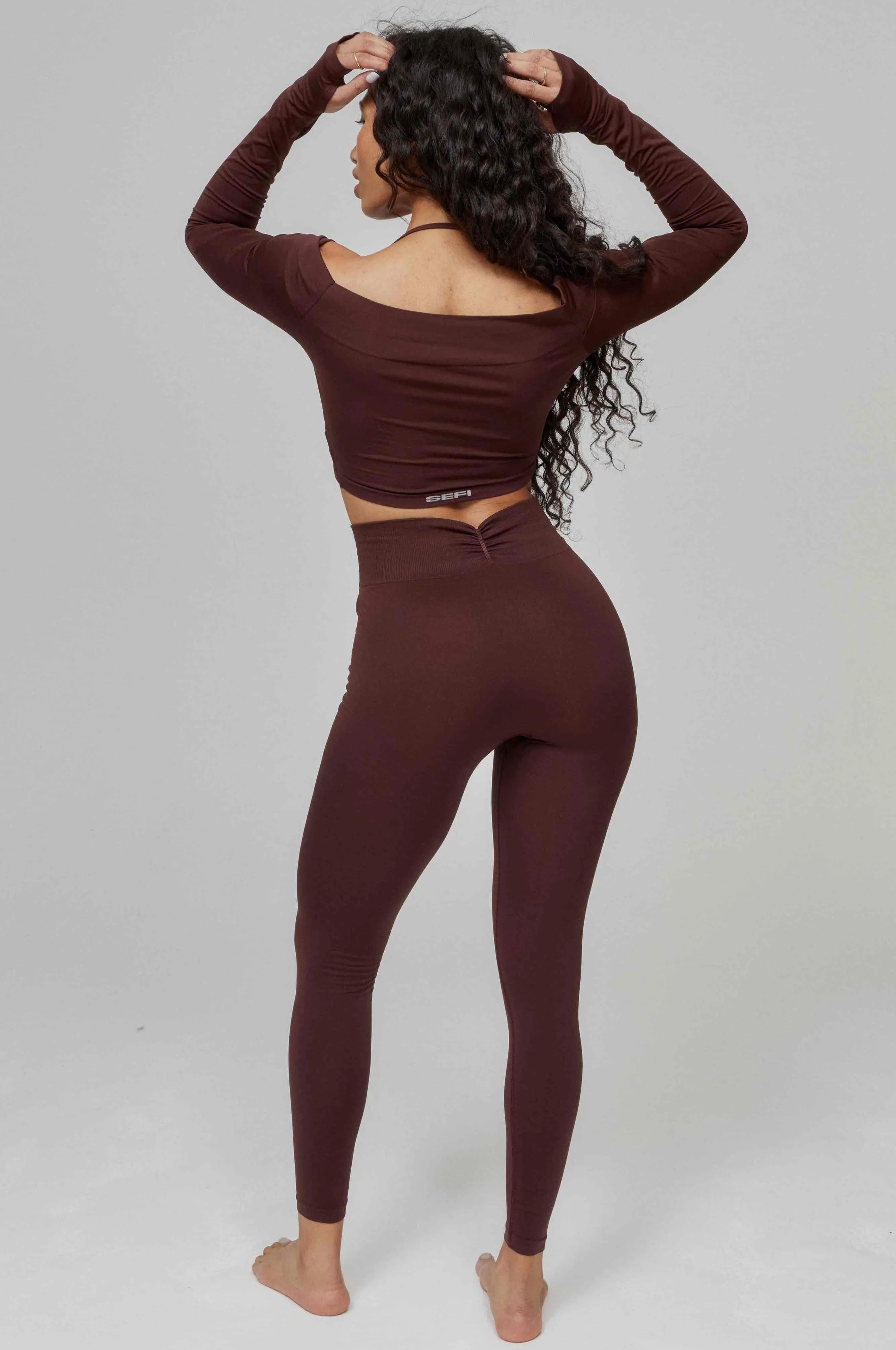 Butterluxe Ruched Waist 7/8 Leggings - Bitter Chocolate