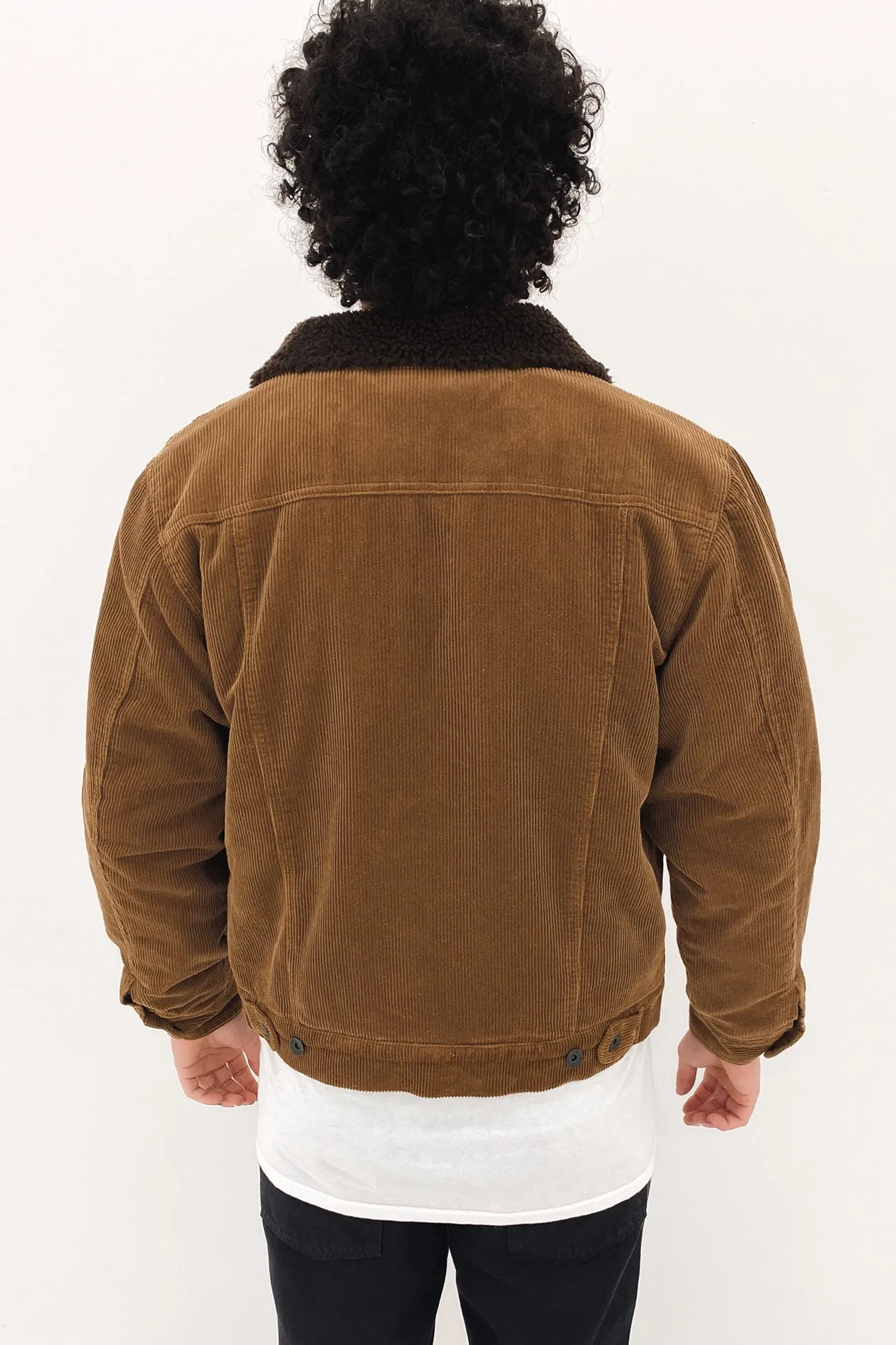 Cable Sherpa Lined Trucker Jacket Brass