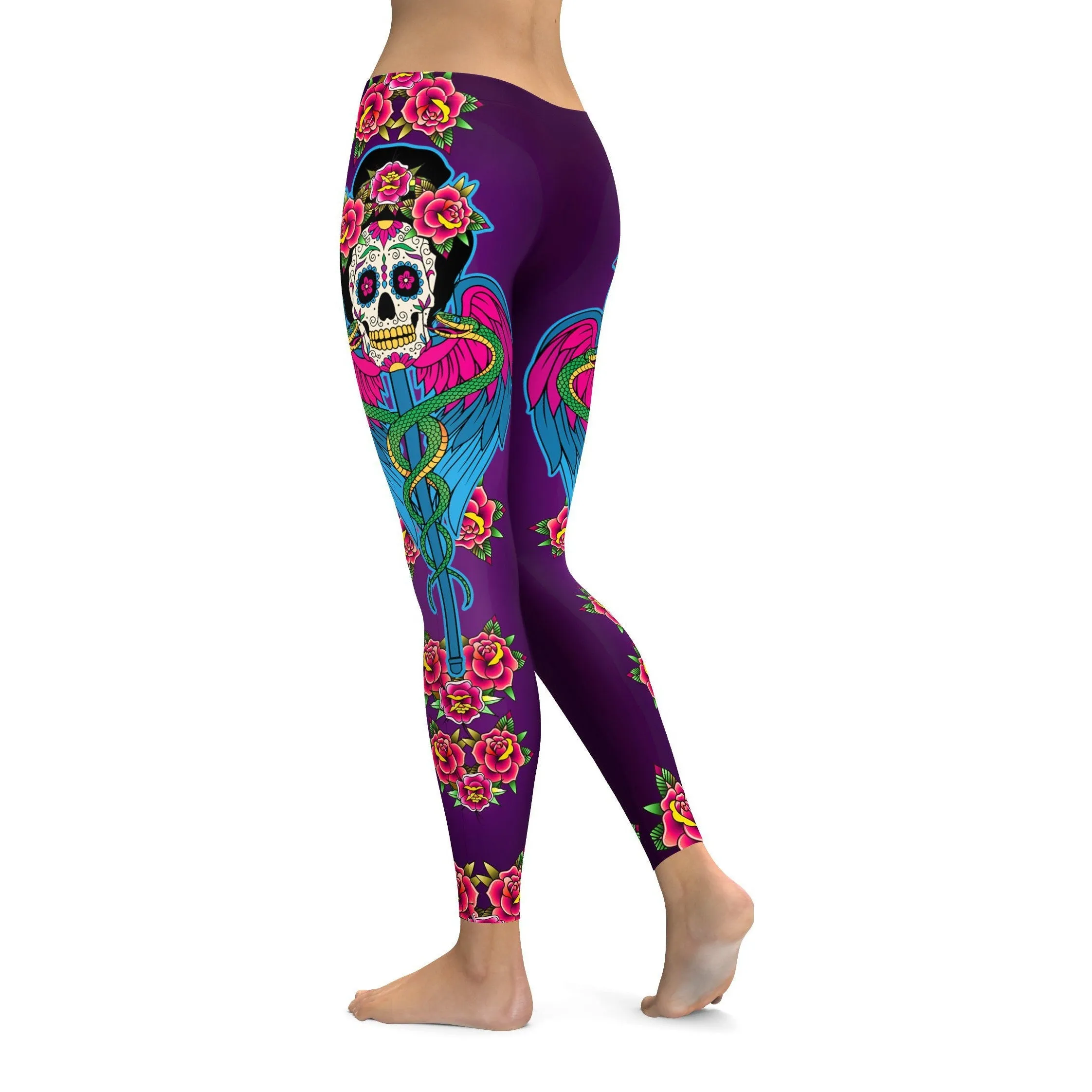 Caduceus Sugar Skull Leggings