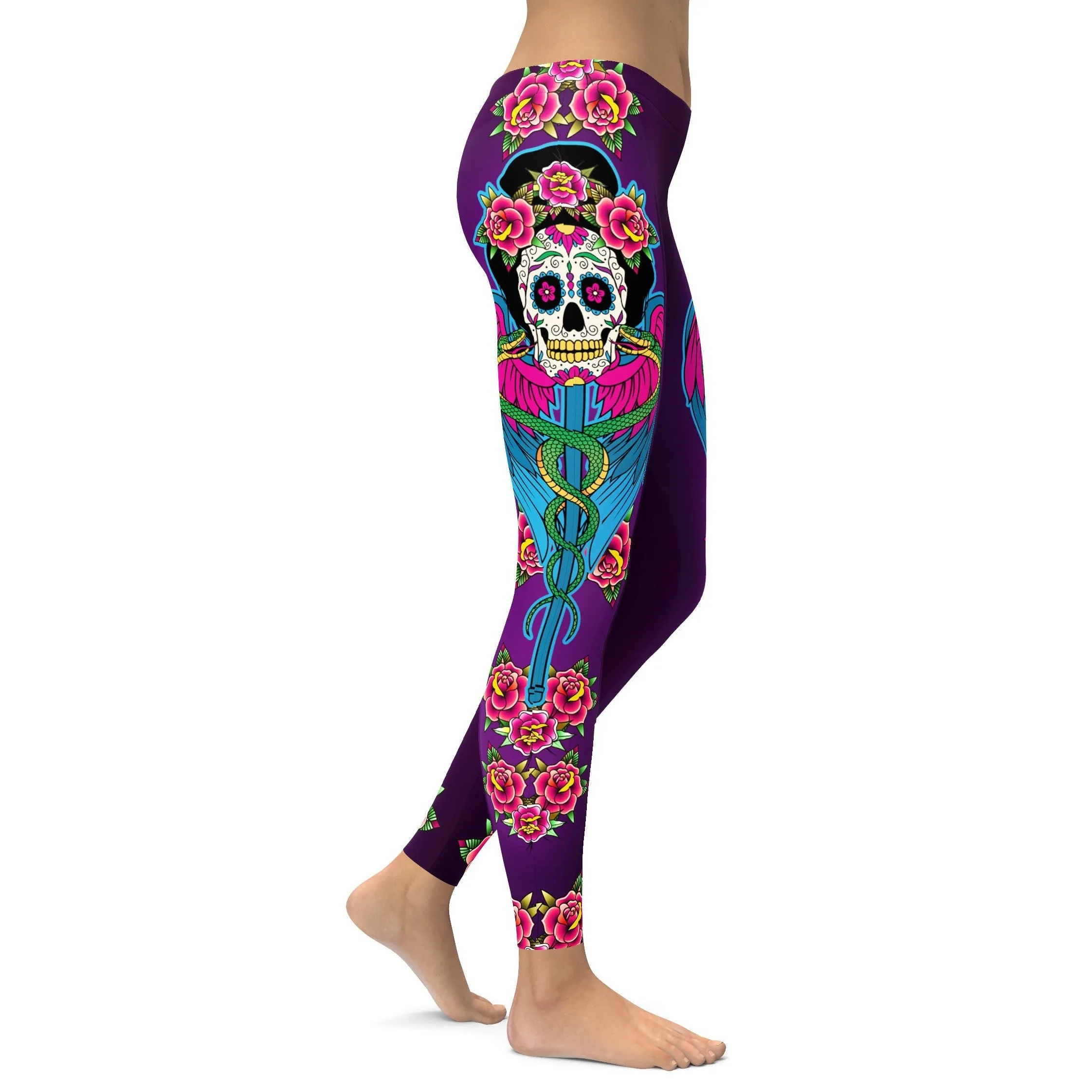 Caduceus Sugar Skull Leggings