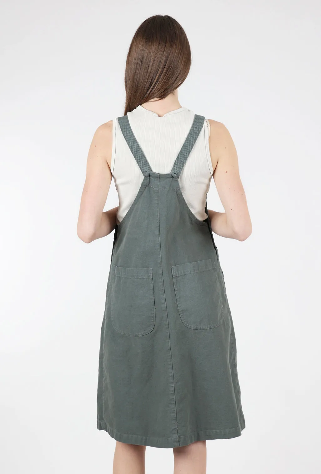 Canvas Overall Dress, Cool Green