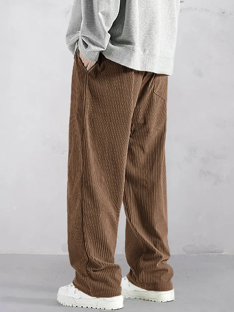 Casual Straight-Leg Corduroy Pants