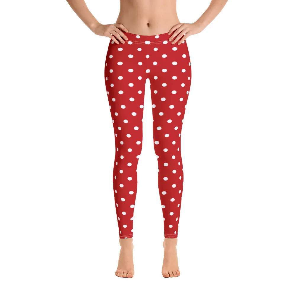 Christmas Leggings, Candy Cane Elf Striped Red Yoga Pants Printed Workout Green White Polka Dots Women Girls Kids Plus Sizes, Toddler Mommy and Me