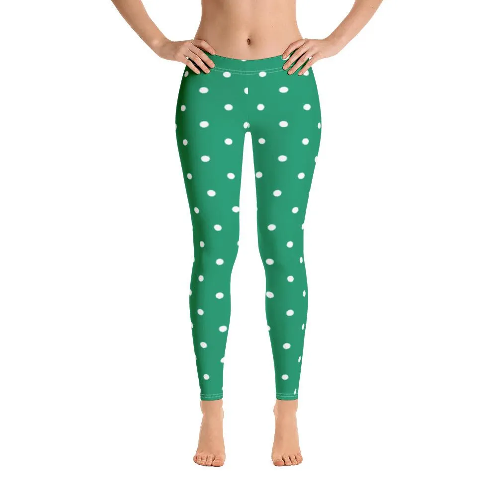 Christmas Leggings, Candy Cane Elf Striped Red Yoga Pants Printed Workout Green White Polka Dots Women Girls Kids Plus Sizes, Toddler Mommy and Me