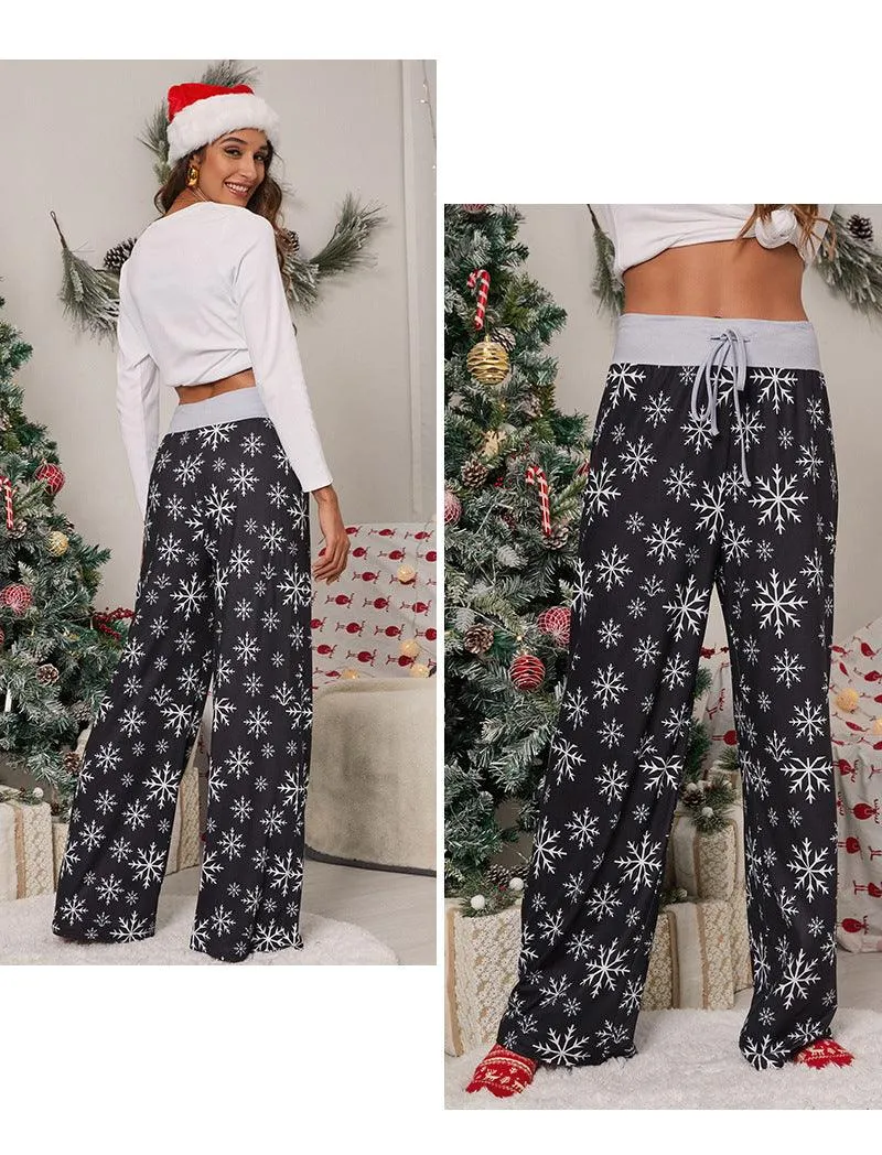 Christmas Print Fashion Drawstring Pants