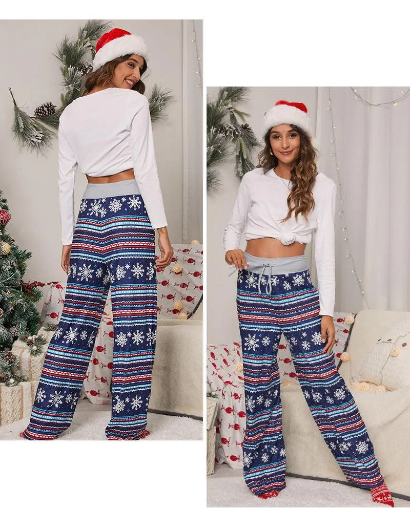 Christmas Print Fashion Drawstring Pants